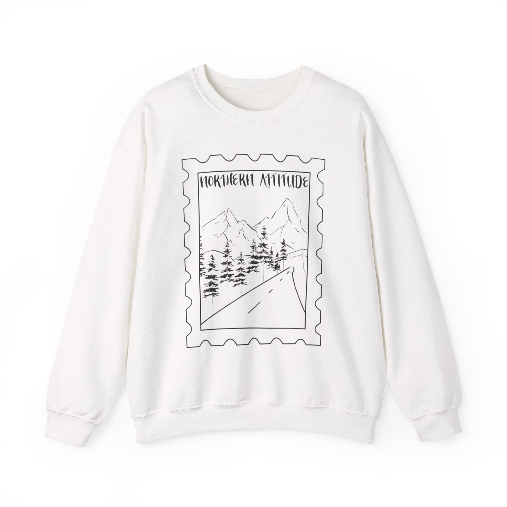 New England Northern Attitude Stamp Merch Crewneck Original Hand Drawn Sweatshirt