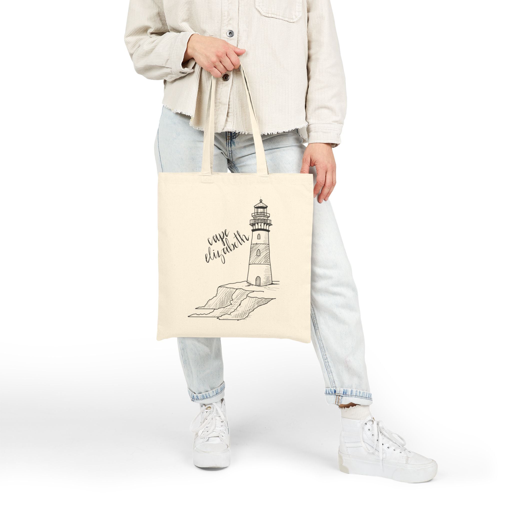 Cape Elizabeth Maine New England Tote Original Hand Drawn Bag