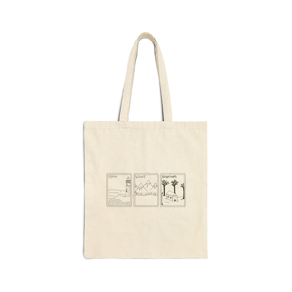 Stick Season State Stamps Tote Original Hand Drawn Bag