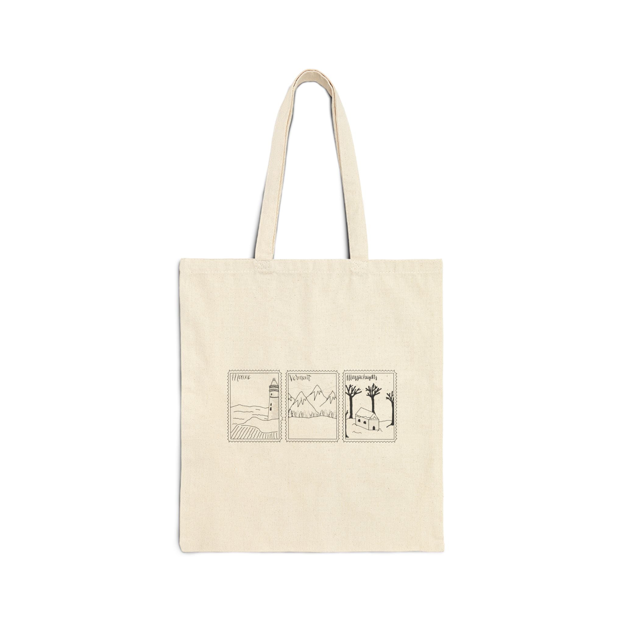 Stick Season State Stamps Tote Original Hand Drawn Bag