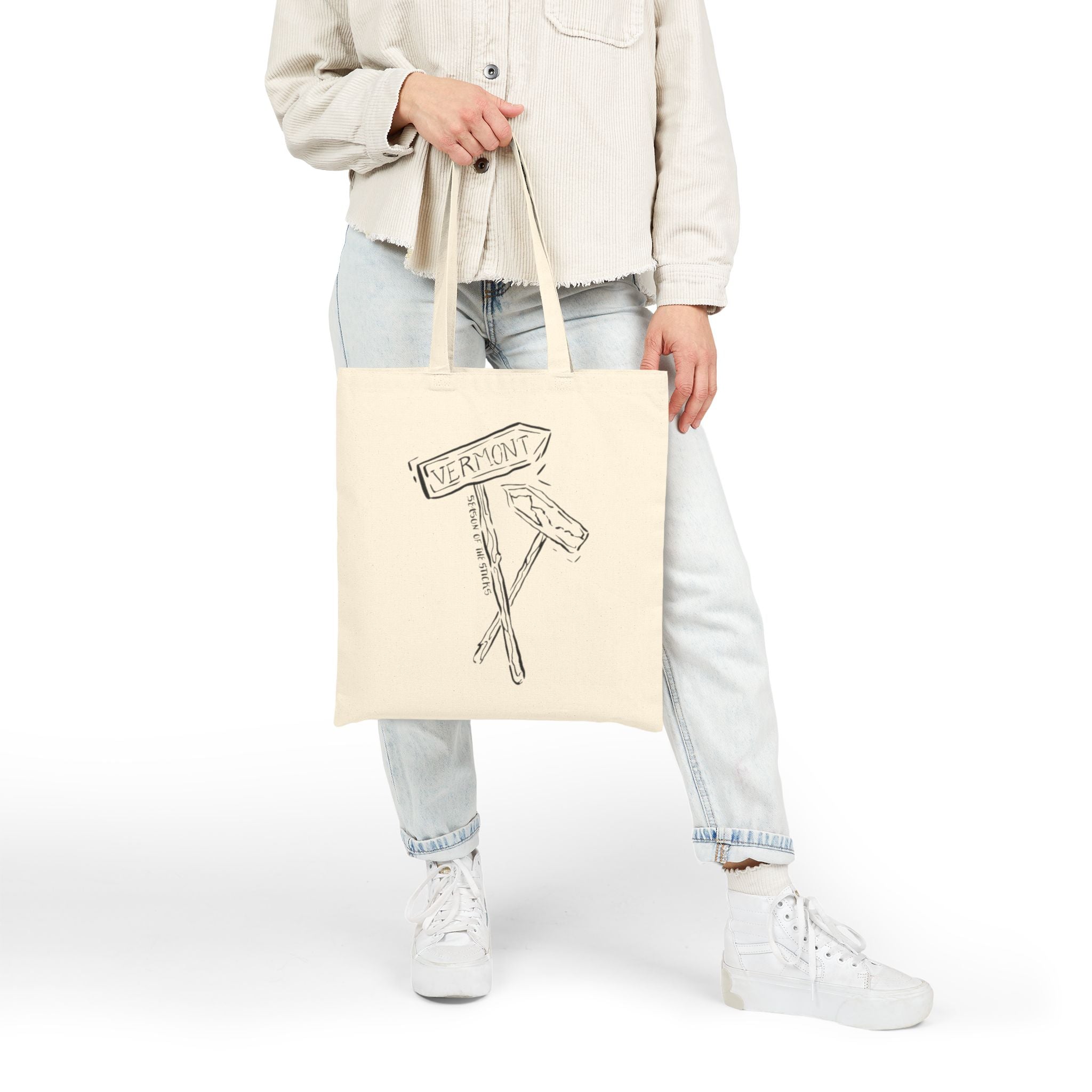 Vermont Road Signs, Season of the Sticks, New England Merch  Bag Original Hand Drawn Tote