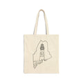 Maine State Outline, Lighthouse, Merch Bag Original Hand Drawn Tote