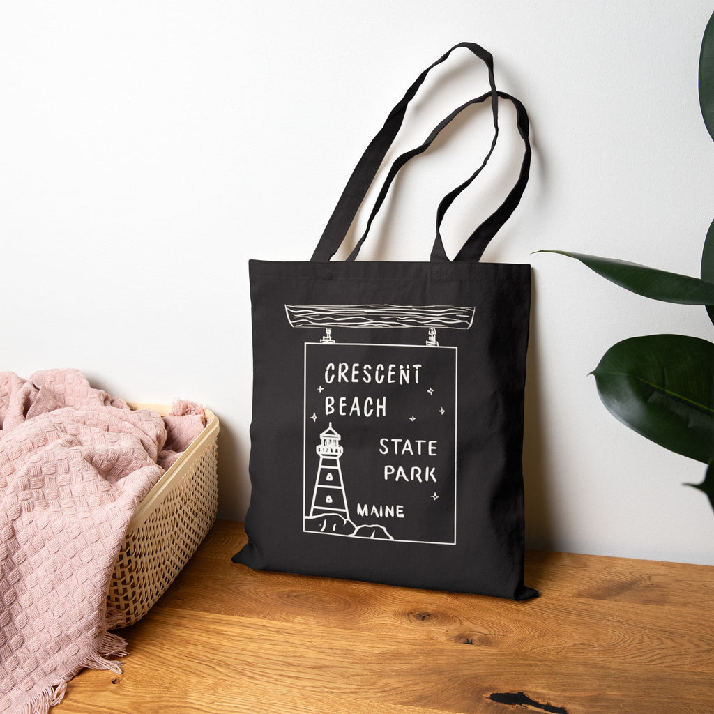 Crescent City State Park Maine Sign Merch Tote Bag Original Hand Drawn Bag