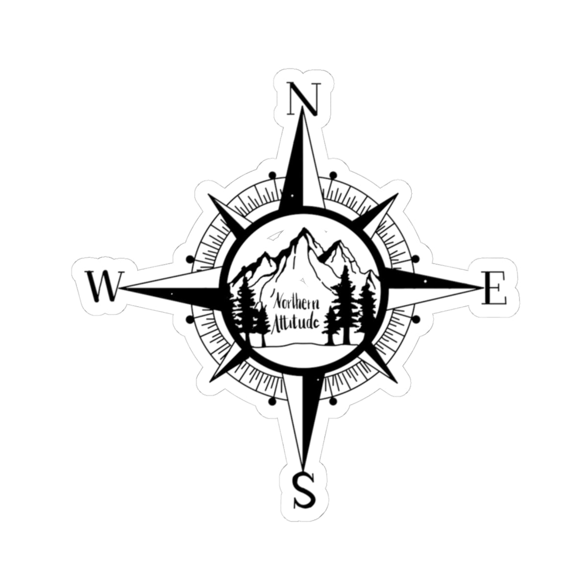 Northern Attitude Compass Rose Music Sticker Original Hand Drawn Decal