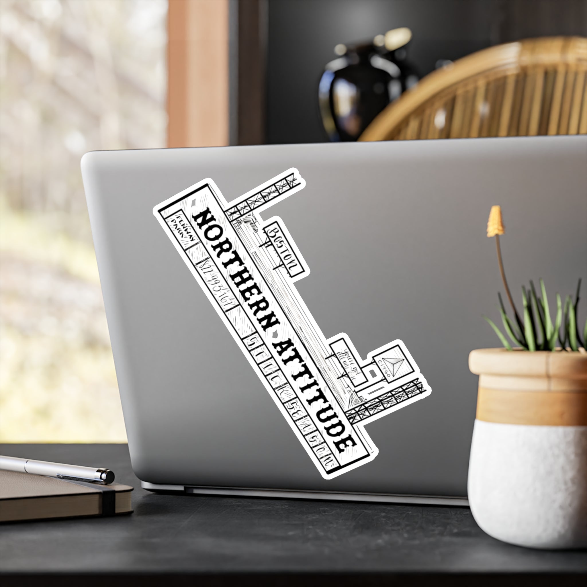 A Northerner's Attitude, The Green Monster, New England Pride Sticker Original Hand Drawn Decal