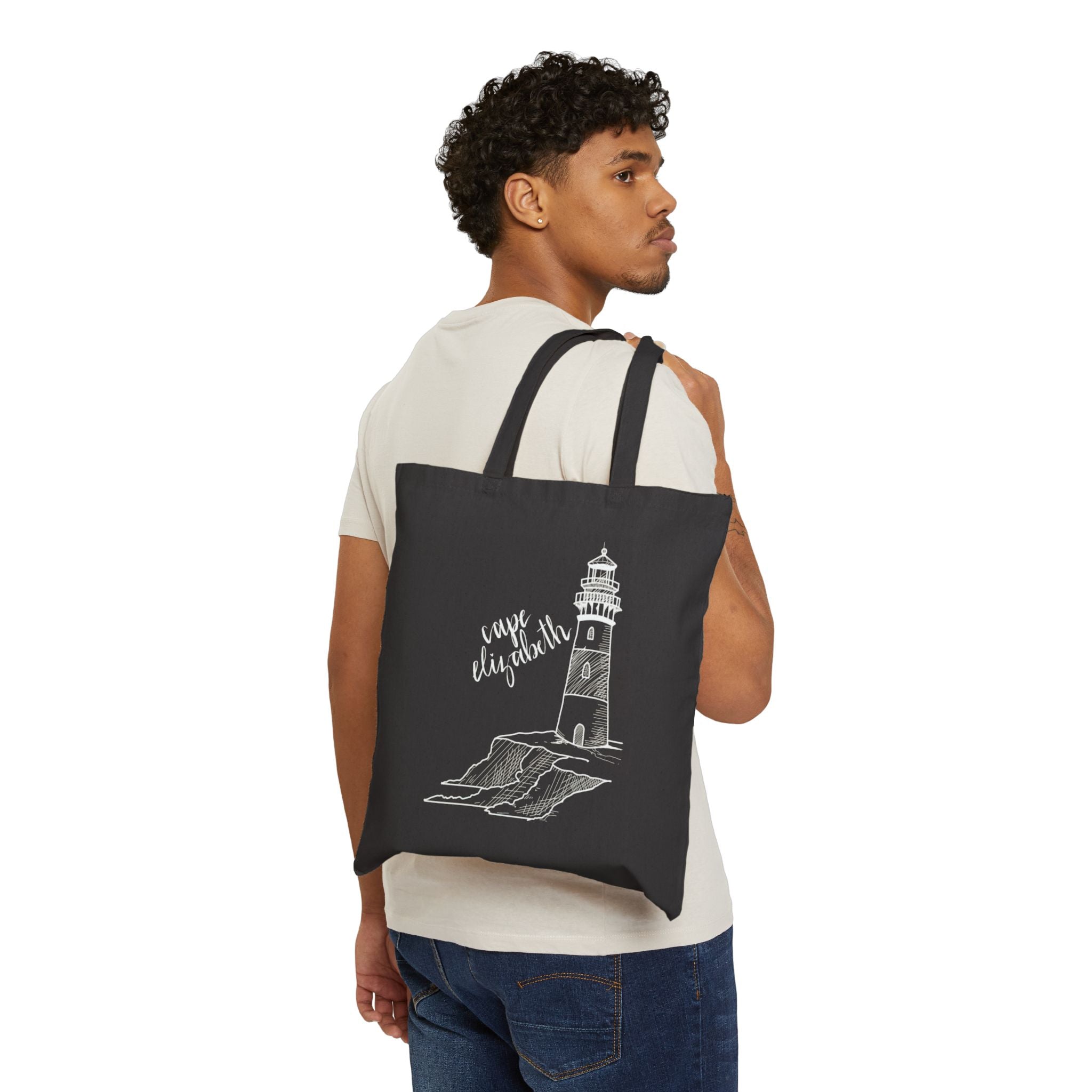 Cape Elizabeth Maine New England Tote Original Hand Drawn Bag