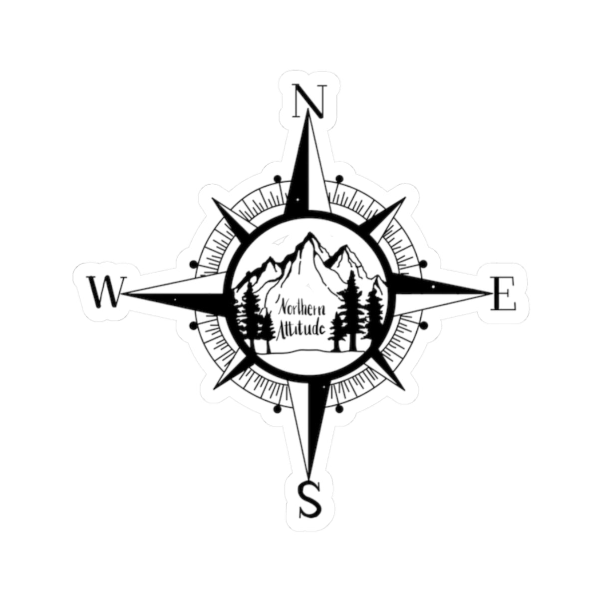 Northern Attitude Compass Rose Music Sticker Original Hand Drawn Decal