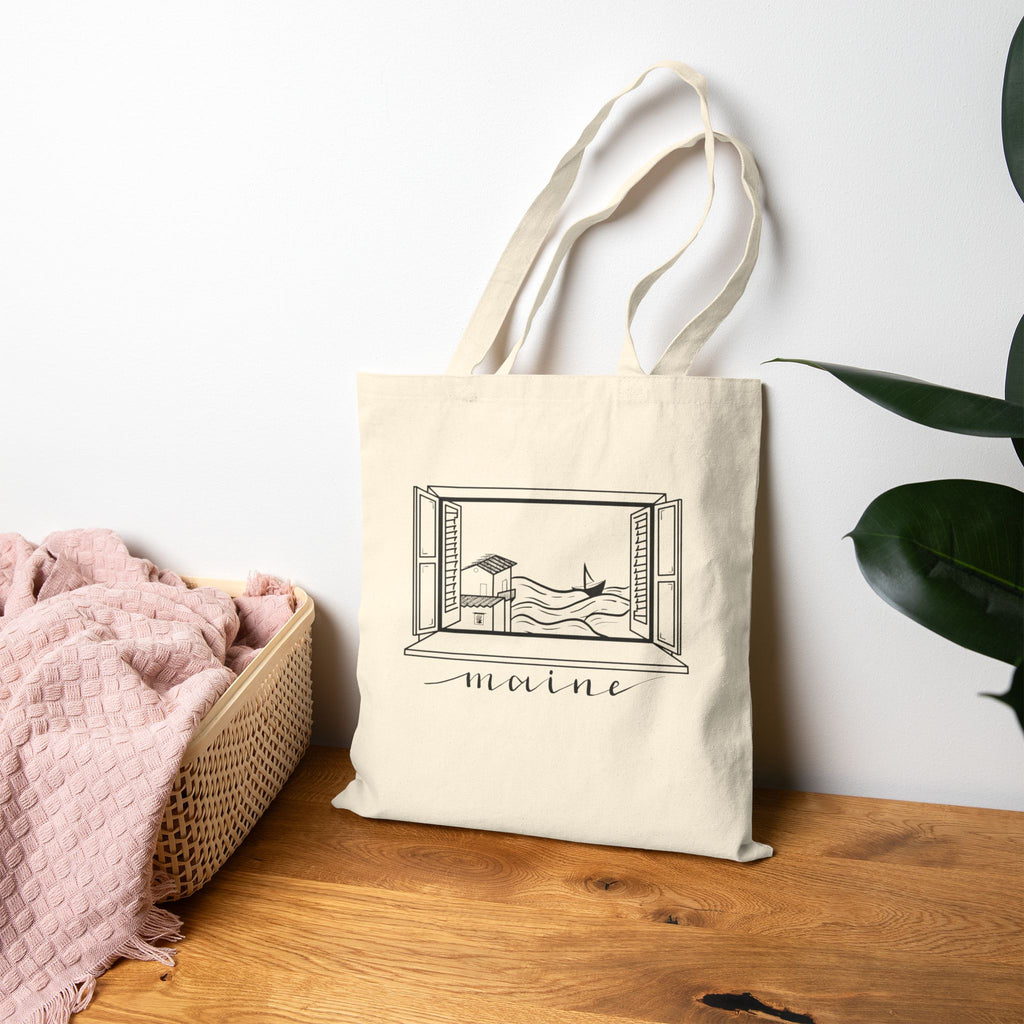 Window of Maine New England Tote Original Hand Drawn Bag