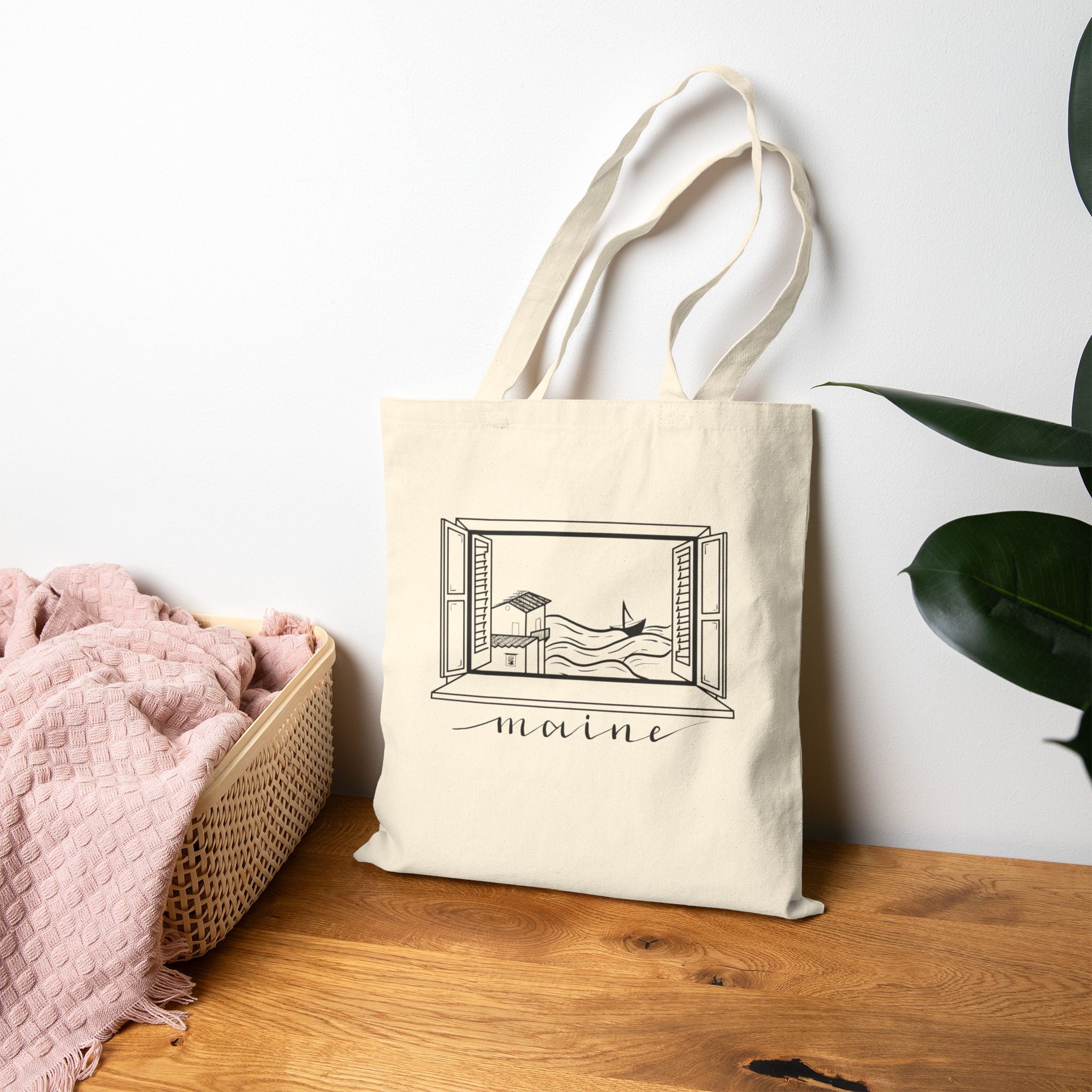 Window of Maine New England Tote Original Hand Drawn Bag