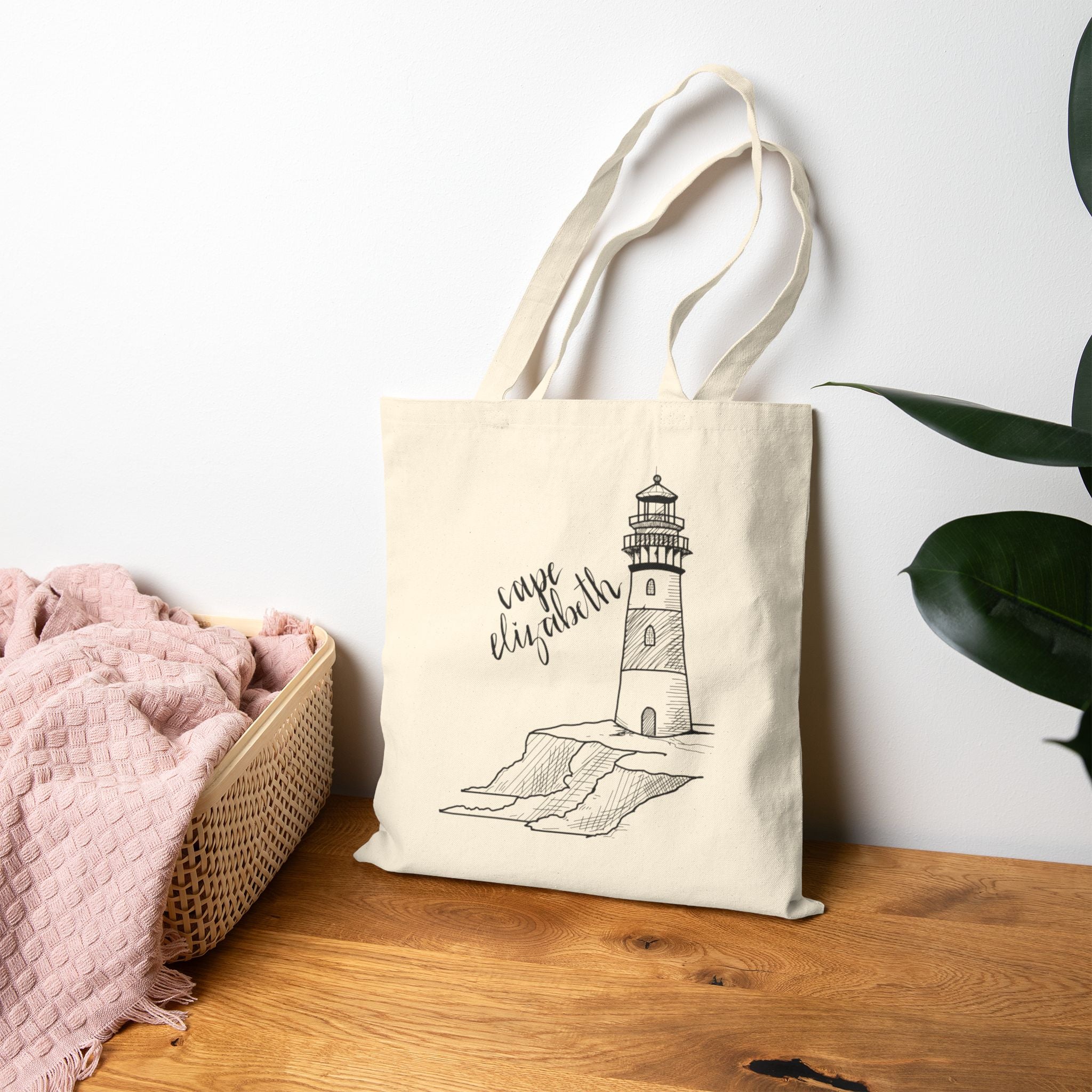 Cape Elizabeth Maine New England Tote Original Hand Drawn Bag