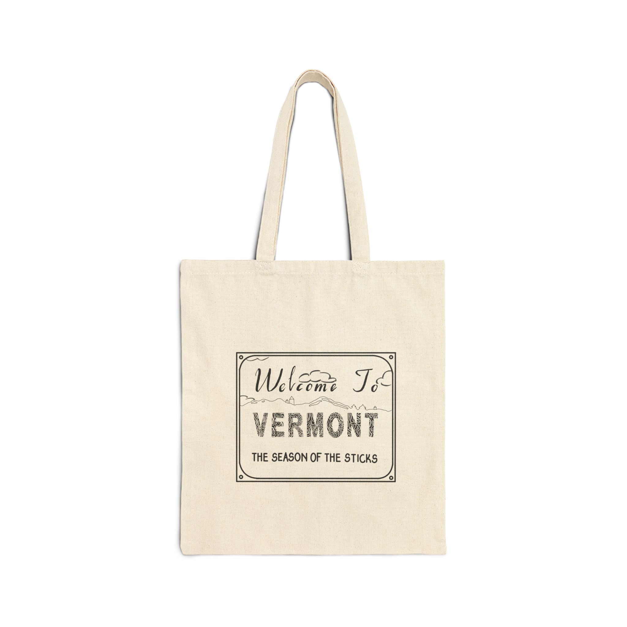 Welcome to Vermont Season of the Sticks Tote Original Hand Drawn Bag