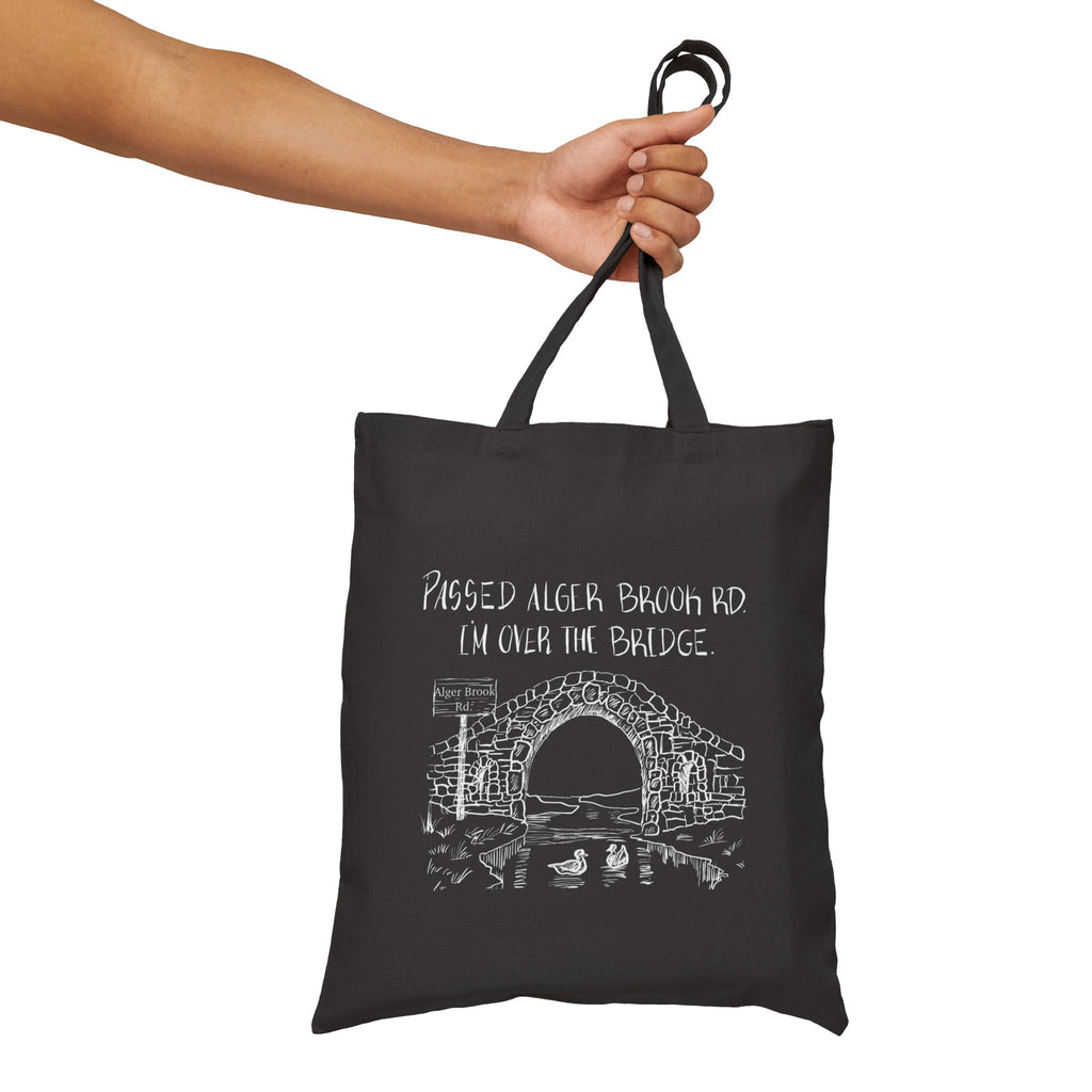 Passed Alger Brook Rd, I'm Over the Bridge Bet Villages Tote Original Hand Drawn Bag