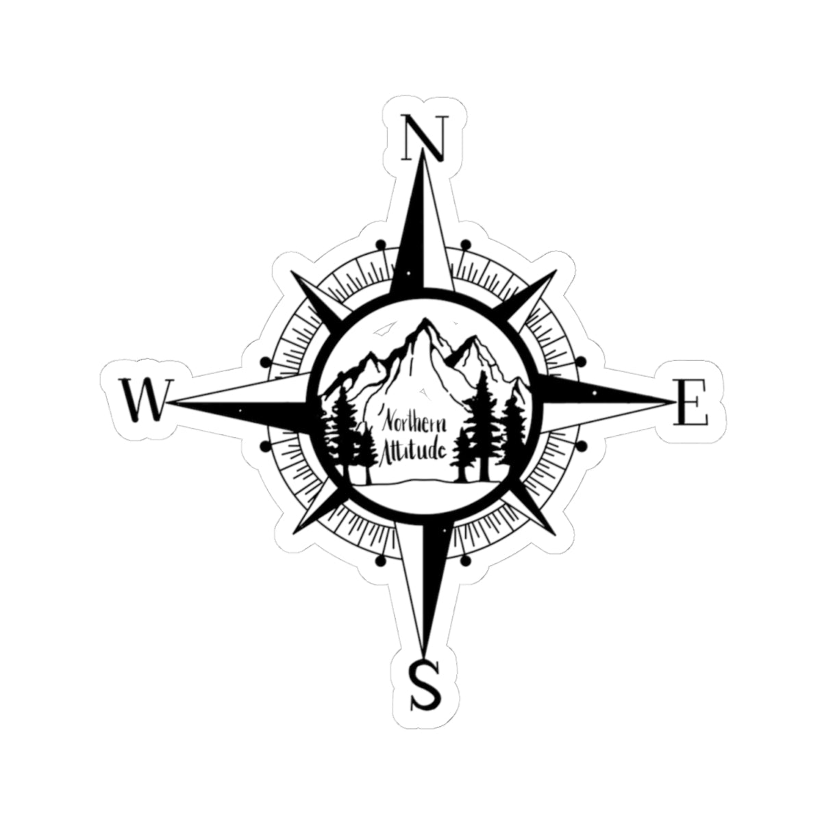Northern Attitude Compass Rose Music Sticker Original Hand Drawn Decal