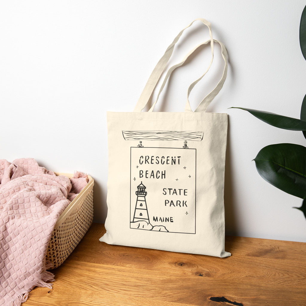 Crescent City State Park Maine Sign Merch Tote Bag Original Hand Drawn Bag