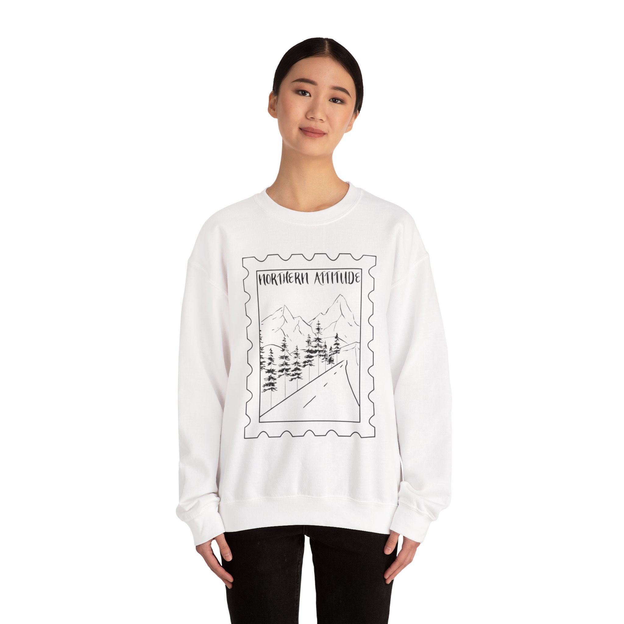 New England Northern Attitude Stamp Merch Crewneck Original Hand Drawn Sweatshirt