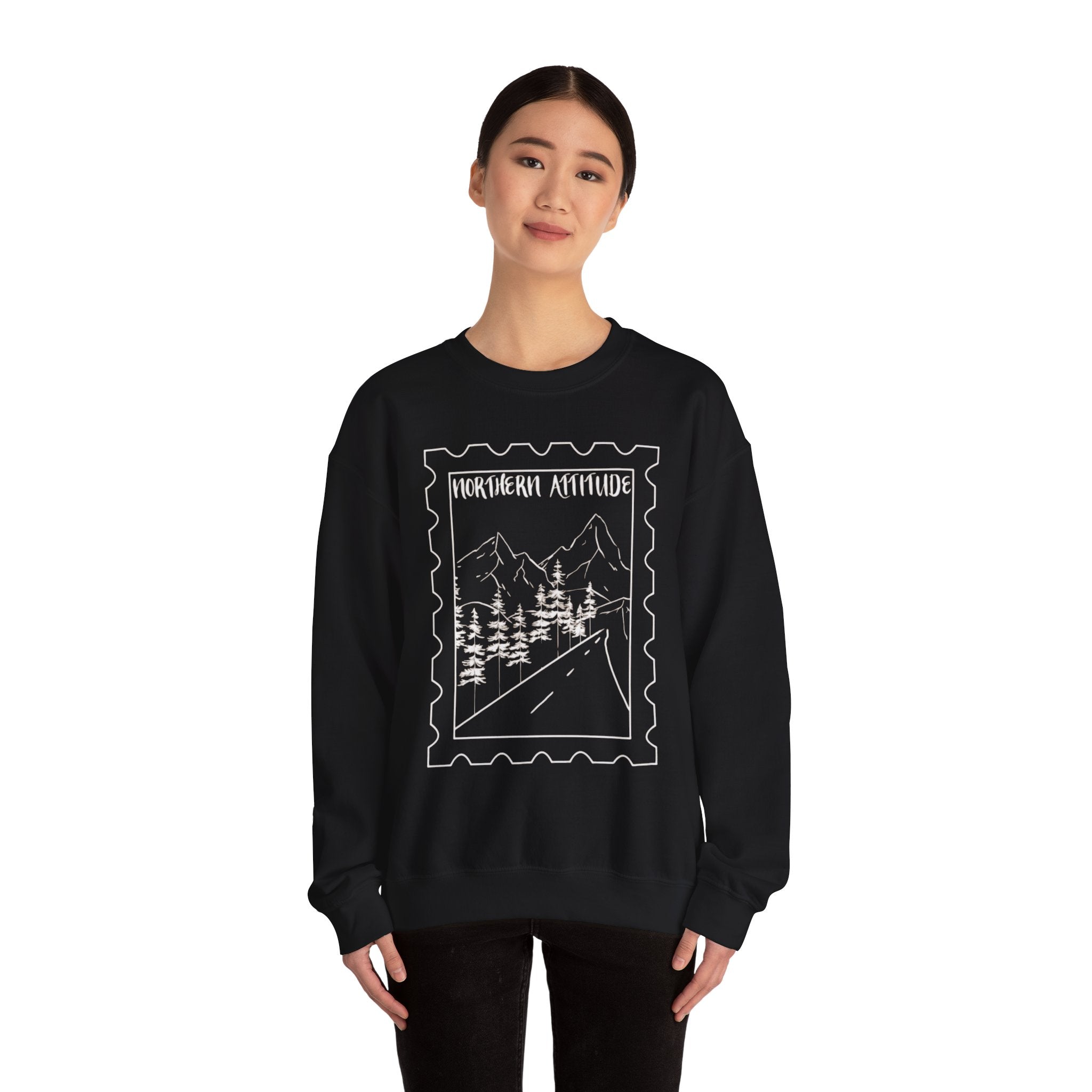 New England Northern Attitude Stamp Merch Crewneck Original Hand Drawn Sweatshirt