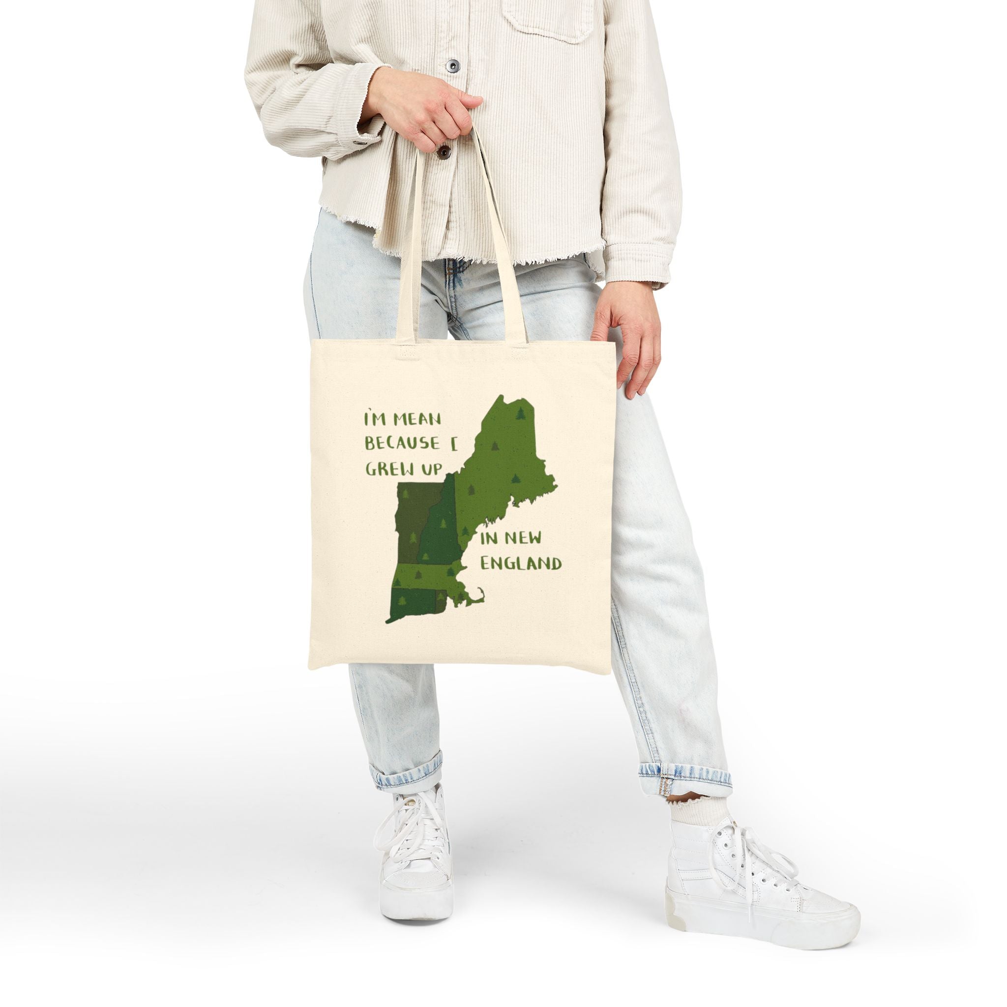 I'm Mean Because I Grew Up in NE States Funny Humor Tote Original Hand Drawn Bag