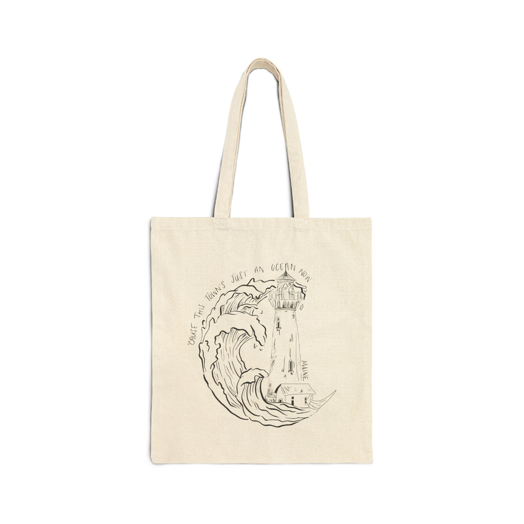 Maine - Cause This Town's Just An Ocean Now New England Tote Original Hand Drawn Bag