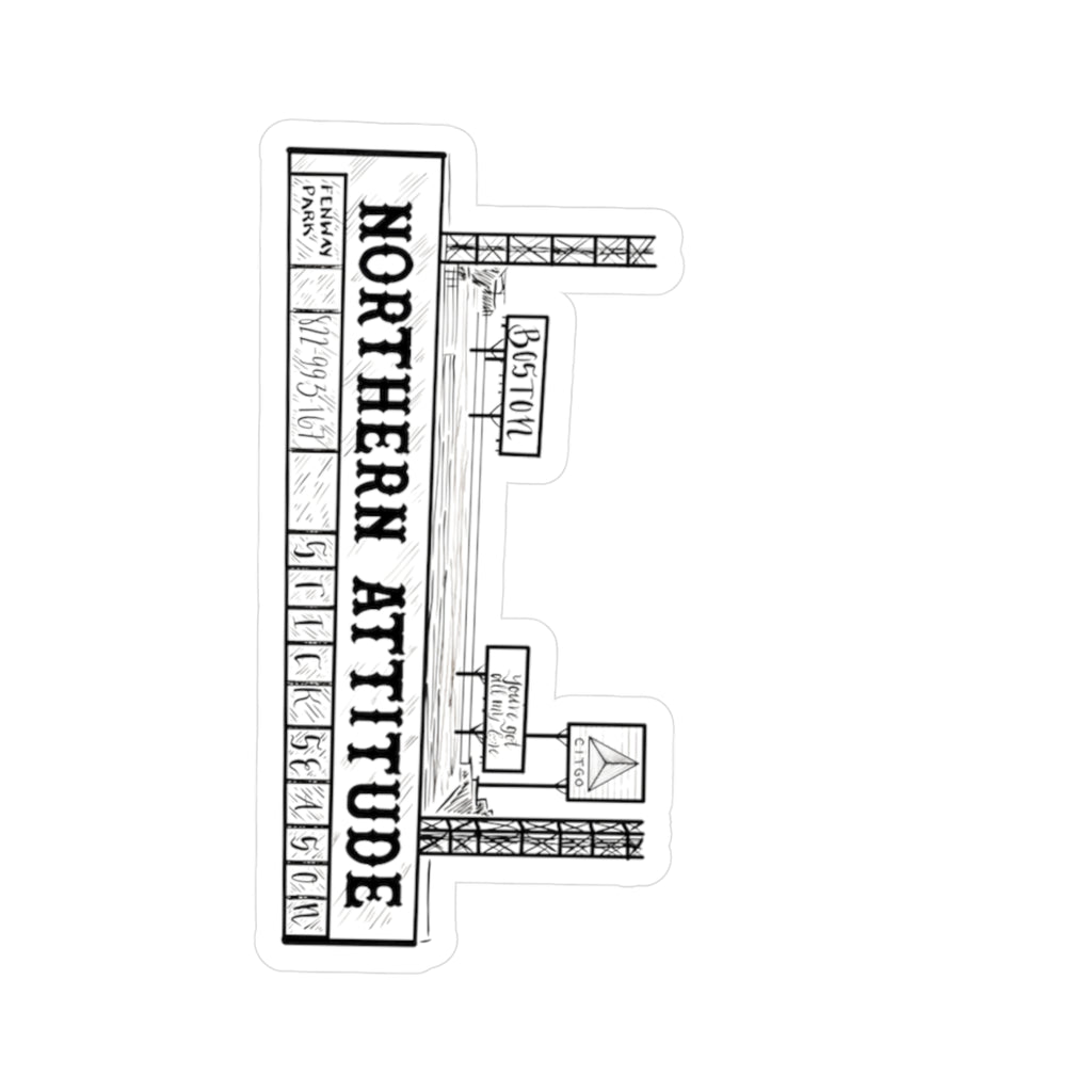 A Northerner's Attitude, The Green Monster, New England Pride Sticker Original Hand Drawn Decal